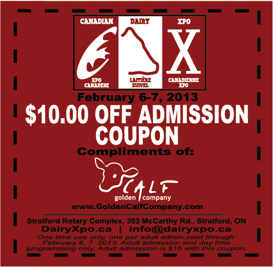 $10 off admission to Canadian Dairy Expo